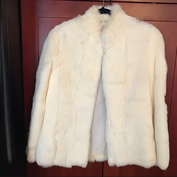 Elegant vintage cream color Genuine Fur Coat